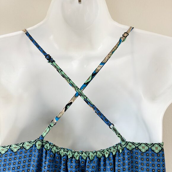 Banana Republic Maxi Dress Summer Geometric Tropical 12 Blue Green Beach - Picture 5 of 10